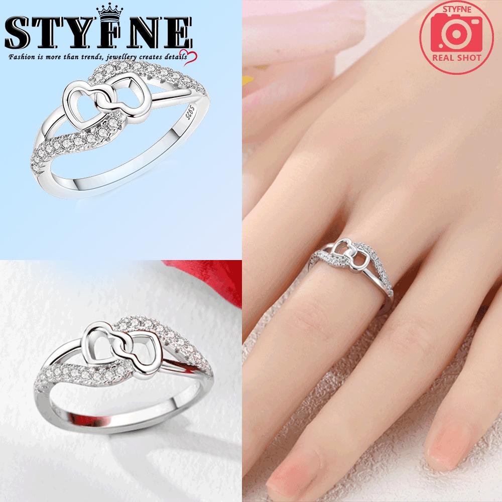 Valentine Day Engagement Ring copper Heart, Red, Pink, White, Blue Ring for Women Holiday Jewellery Gift High Quality