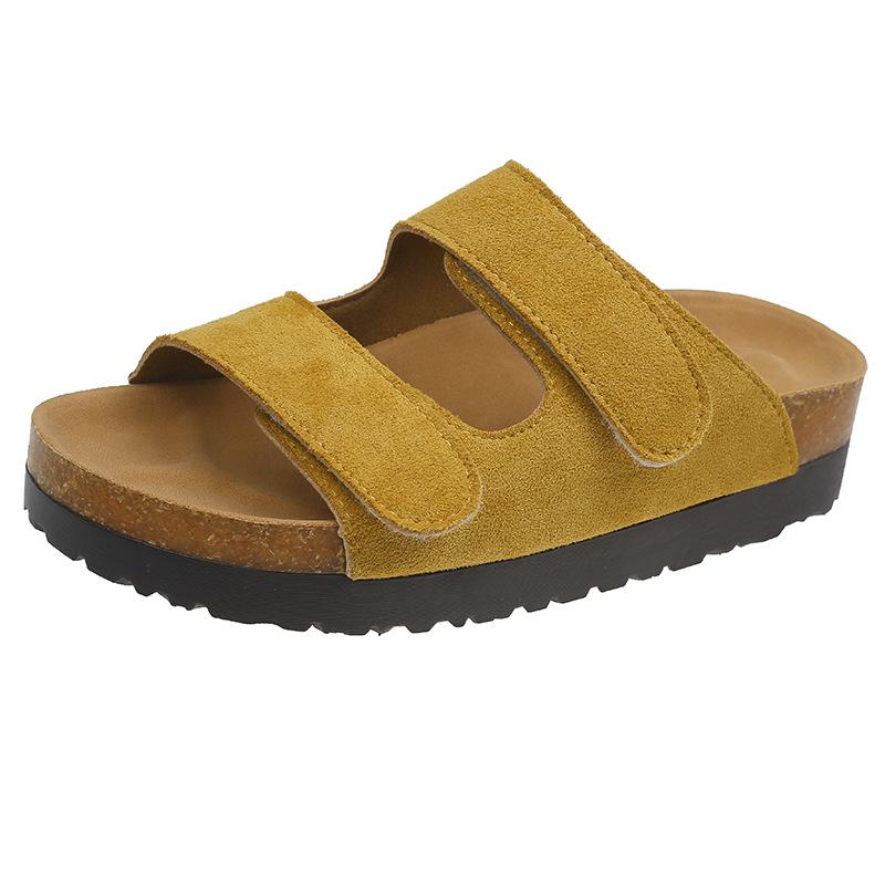 Velcro thick-soled slippers women's summer wear flat-bottomed Boken ugly cool slippers tide