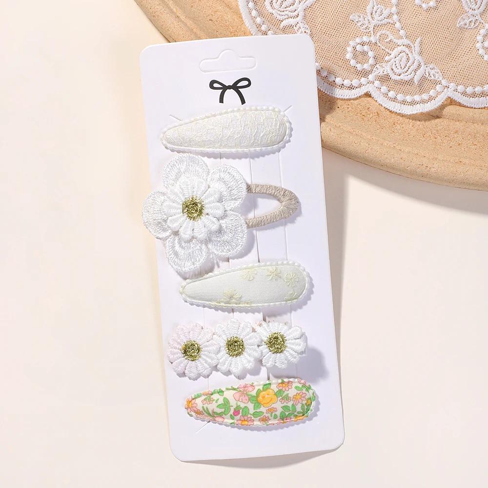 New 5Pcs BB Clips Set for Kids Hair Accessories Sweet Printe Hairbangs Hairclip Girls Barrette Ins Style Daisy Hairpin Ornaments