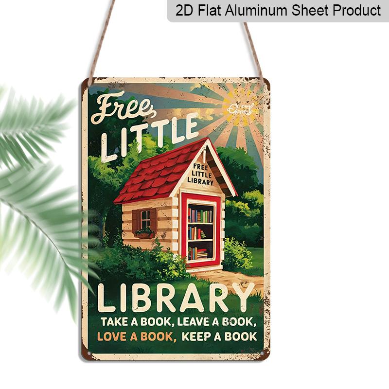 2D Flat 1pc Vintage Book Fans Metal Aluminum Sign Reading Corner Today Is A Good Day To Read Library Wall Artist Anti-Home School Library Coffee Shop