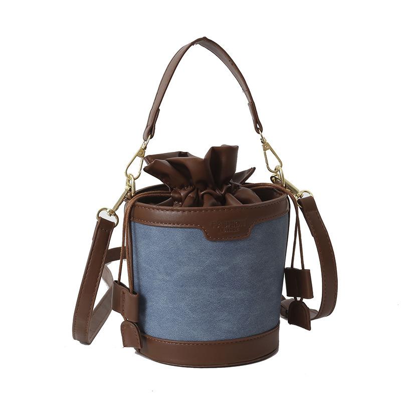 2025 new niche handbag bag women's fashion foreign style versatile bucket bag high-end contrasting color shoulder messenger bag