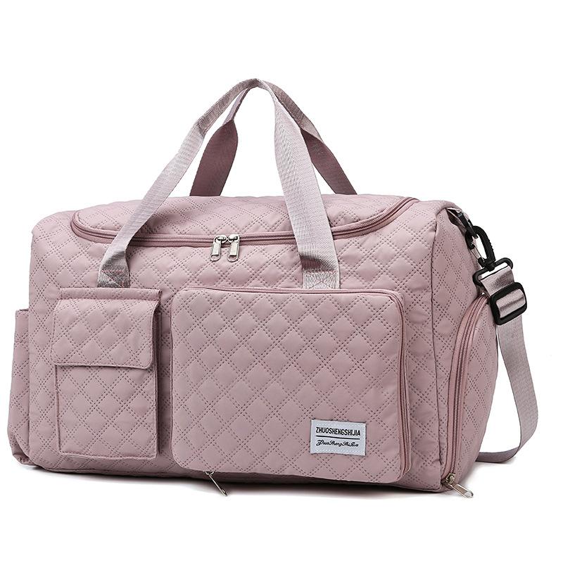 

Спортивная сумка с отделением для влажной и сухой транспортировки, складная дорожная сумка большой вместимости, которую можно повесить, дорожная сумка на тележке 46*22*28cm темно-розовый