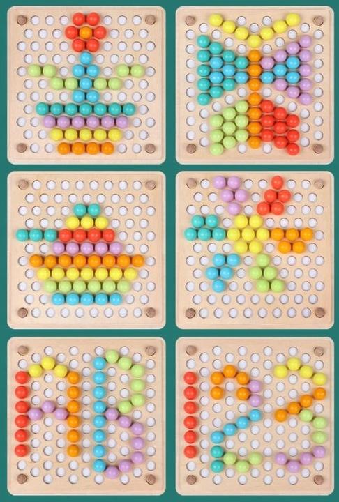 Montessori Drewniana Układanka Z Kulkami Drewniany Sorter Gra Puzzle Dzieci