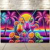 Vibrant Bar Room Tapestry, Illuminated Liquor Bottles Background Cloth