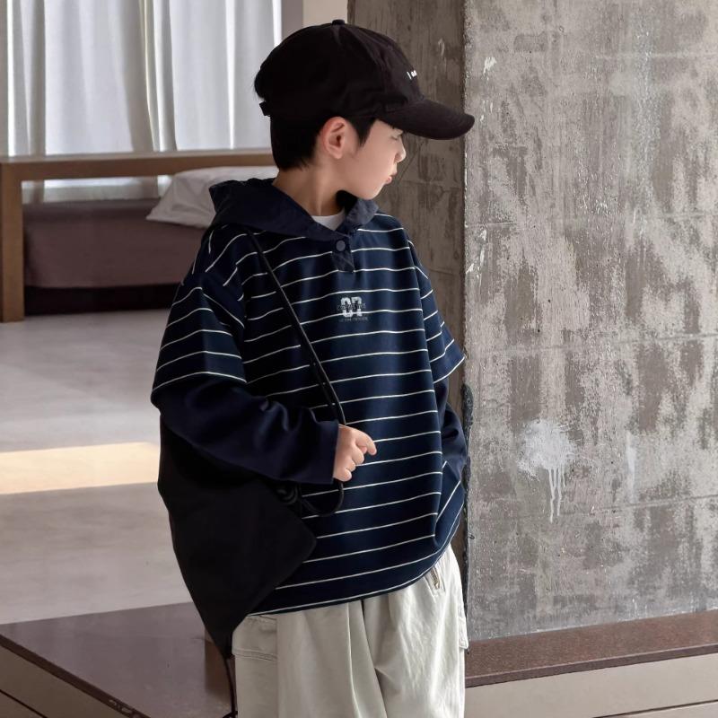 Boy S Striped Hoodie Long Sleeve Casual Sweatshirt For Big Kids