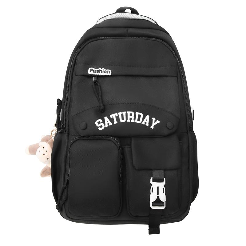 Junior High School Female Students' School Bag Contrasting Color Middle School Students' Backpack Trendy Cool New Large Capacity Couple Backpack