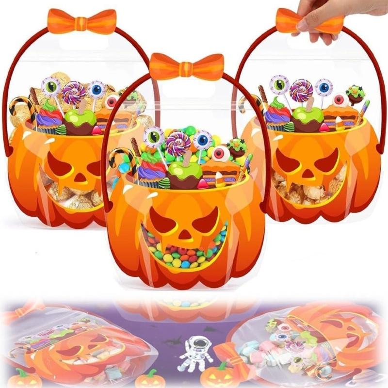 Reusable Pumpkin Shape Treat Bags Halloween Party Supplies For Home School Decoration Stylish Candy Bucket
