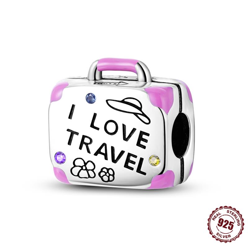 Panpoki 33 Style Copper Charms Travel Series Pendant Beads Fit Fine Bracelets & Bangles Diy Women Jewelry