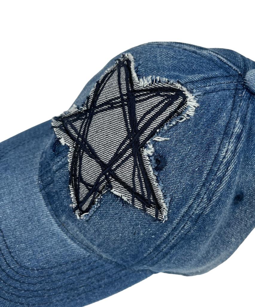 SK8ER ROCK Doodle Stern Washed Denim Baseballkappe (blau)