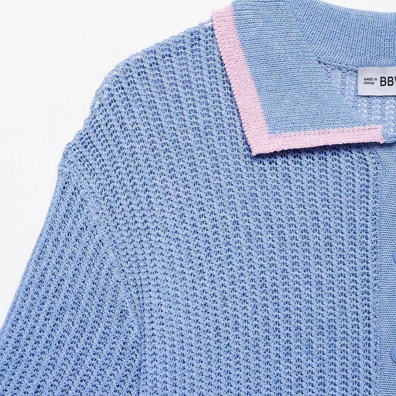 Kaslead New Arrival Women's Fashion Style Knitting Polo Shirt Outwear Knitted Trousers 3920260 3920261