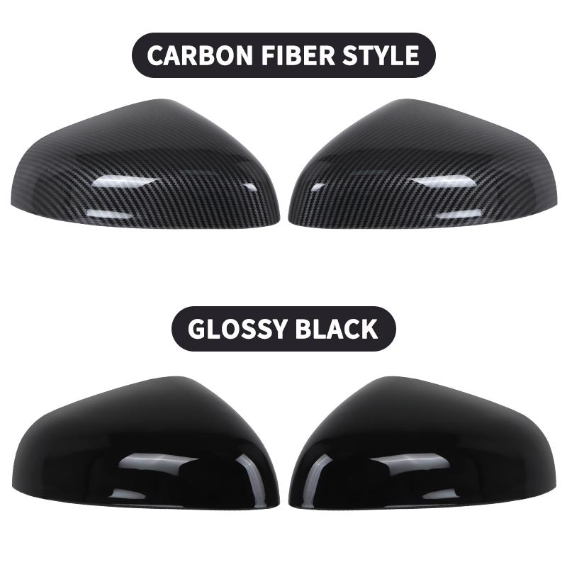 Glossy Black/Carbon Fiber Style Side Rearview Mirror Cover For Ford Fiesta Mk8 2018      2024 Mirror Cap