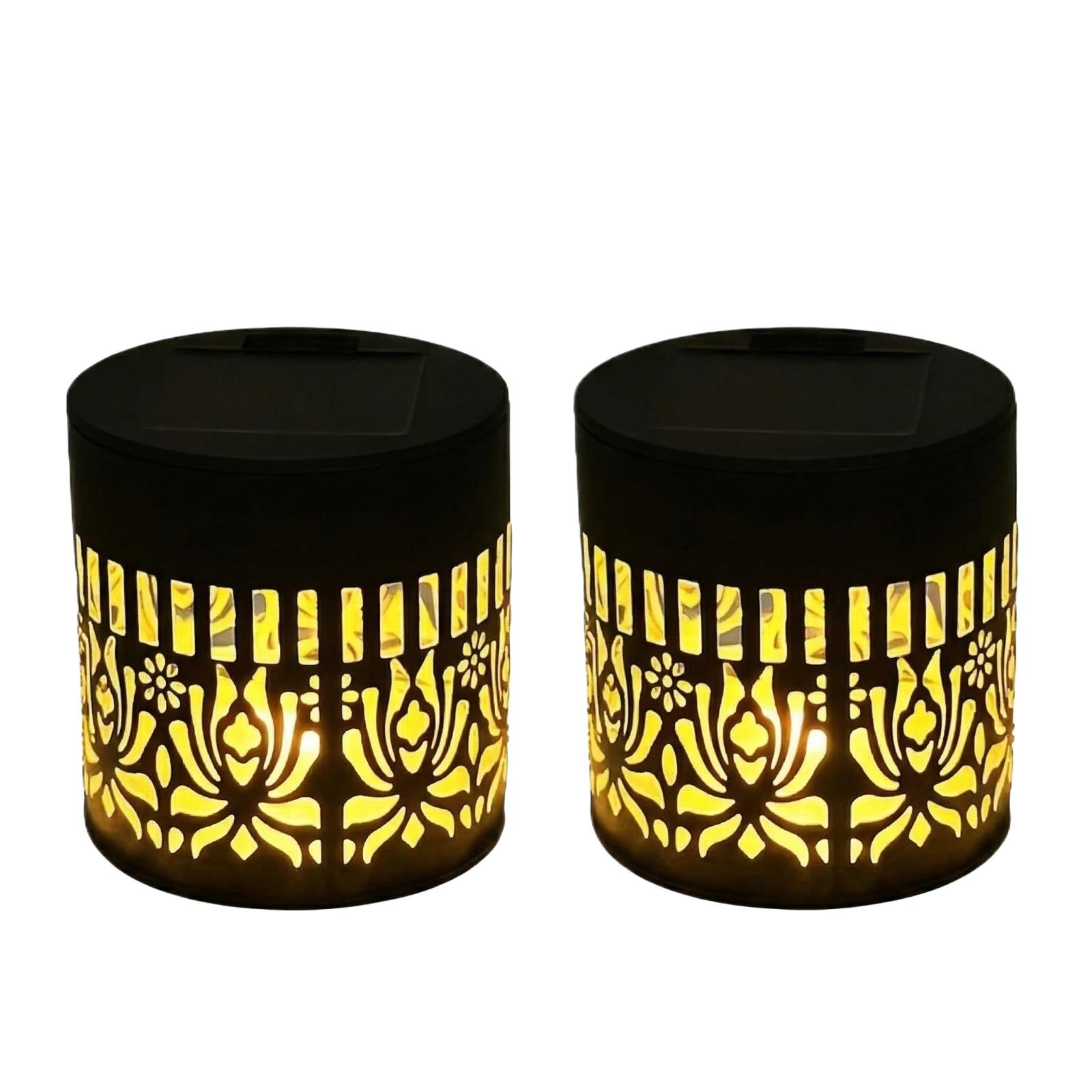 

2PC Solar Lantern Outdoor Garden Lights Decorative Metal Frame Waterproof Solar Powered Patio Lamps for Yard Pathway Deck Lighting One Size