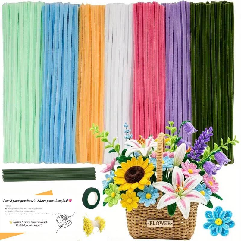 350/512pcs Pipe Cleaners Craft - Pipe Cleaners Flower, Pipe Cleaner Flower Kit, DIY Pipe Cleaners Bouquet for Project Activity