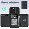 For iPhone 15 Pro Magnetic Case Leather Back Phone Cover with Detachable Card Bag