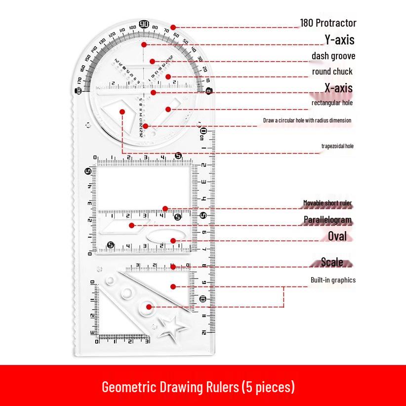 Multifunctional Geometric Drawing and Circle Template Ruler