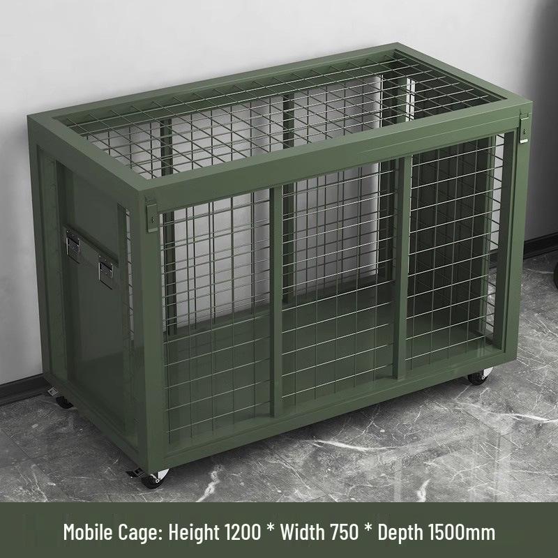 Large Army Green Heavy-Duty Mobile Mesh Storage Cage with Wheels