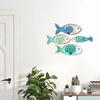 4Pcs/Set Wooden Fish Coastal Wall Art, Handcrafted Fish Wall Decoration, Rustic Nautical Fish Wall Sculpture for Living Room, Lake House, Bathroom