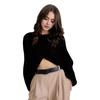 Women Sweater O-Neck Batwing Long Sleeve Solid Color Loose Fit Knitting Tops