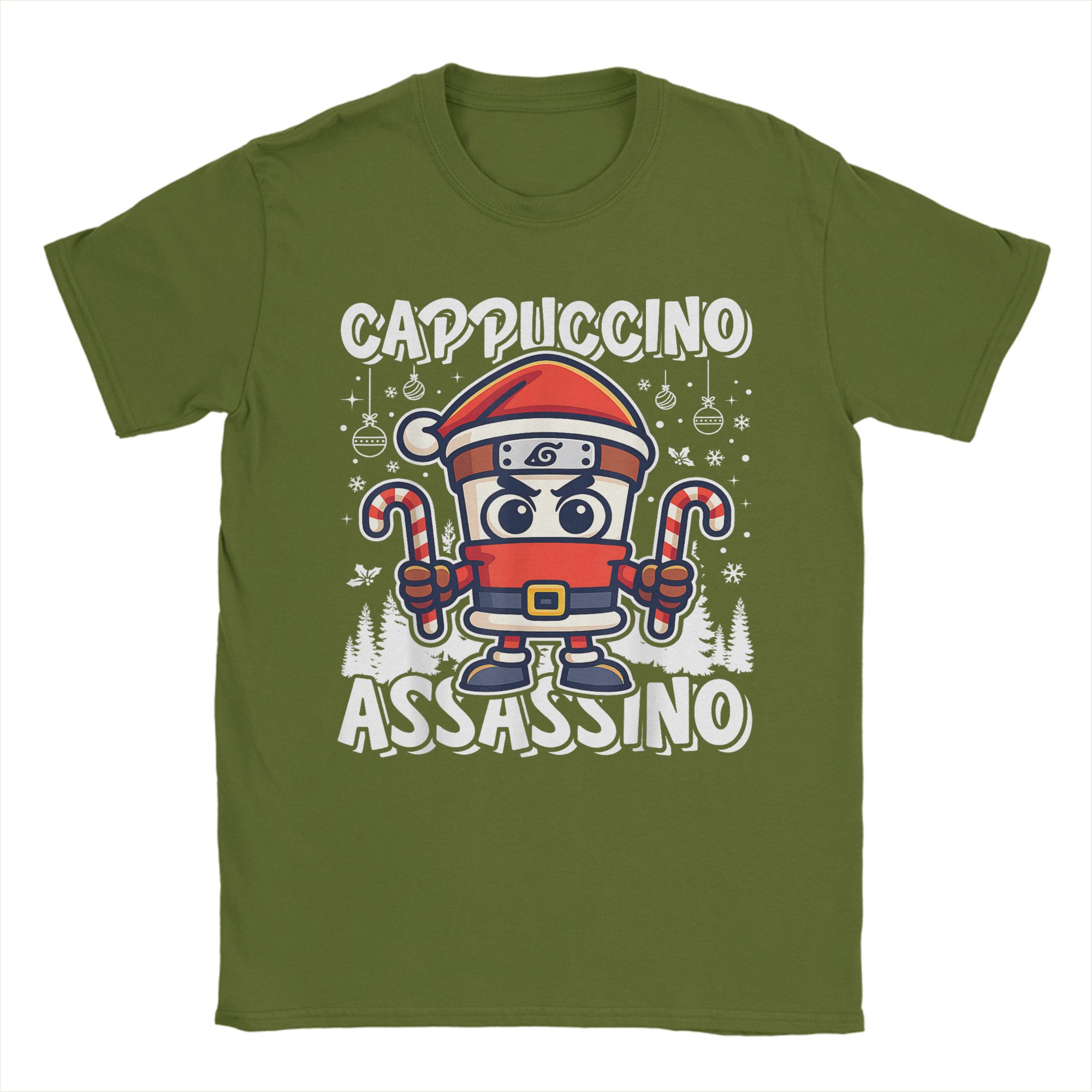 

Cappuccino Assassino Santa Claus Italian Brainrot Christmas T-Shirt Men Cotton Tee Shirt Crewneck Short Sleeve T Shirts Tops 4XL