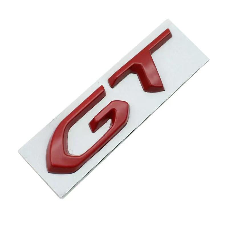 3d Metal Chrome Black Logo GT Emblem Letters Car Rear Trunk Badge Self-adhesive Sticker Accessories