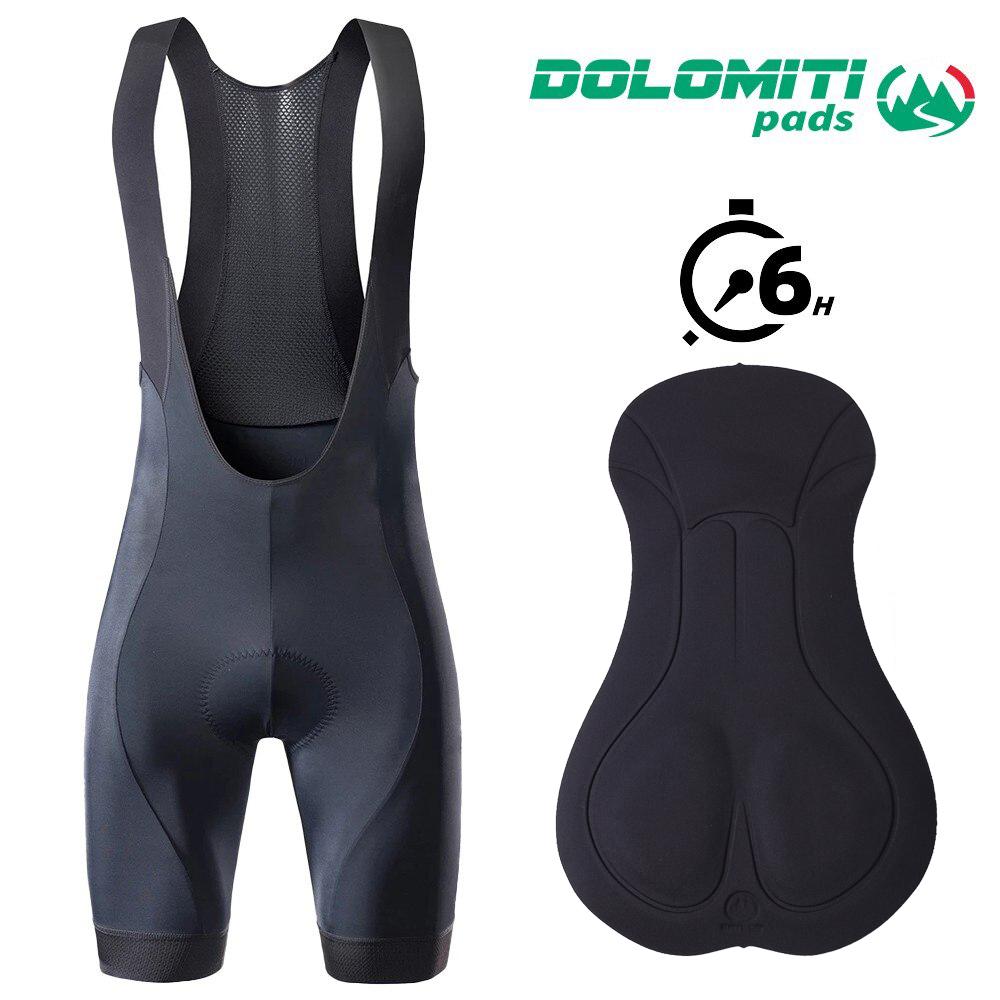 RION Men Cycling Bib Shorts Bicycle Tights MTB Road Bike Tights Dolomiti Pad 6H Medium Distance Team Uniform Outdoors Breathable EU Size-S