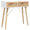 VidaXL Table console Blanc 80x30x75 cm Bois massif pin /rotin naturel 345624