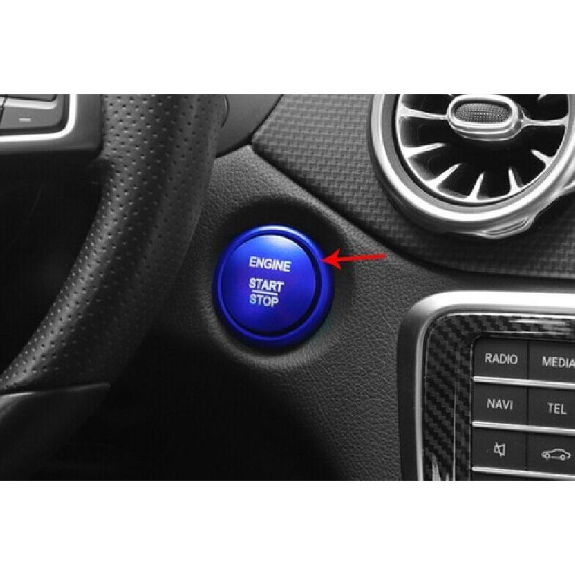 For Mercedes-Benz GLC 2016- Aluminum Blue One-Button Start Switch Cover Trim