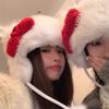 Hello Kitty Thickened Warm Lace-Up Lei Feng Hat Sweet Cute Hat Bow Plush Ear Protector Baotou Hat Female
