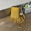 Retro Matte Simple Messenger Bag Women's New Fringed Bag Suede Texture Shoulder Bag