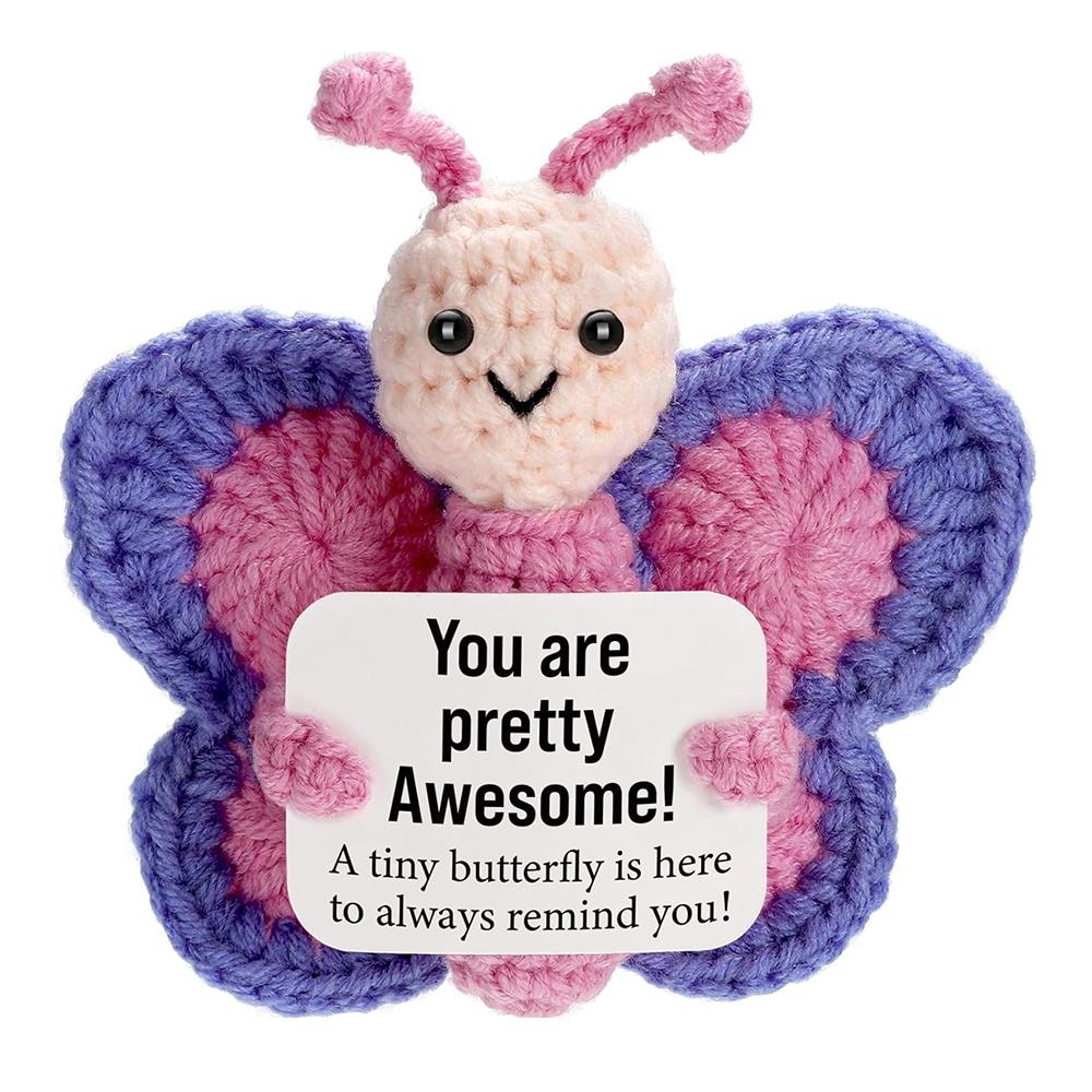 

Positive and Uplifting Crochet Butterfly Gift for Women, Mini Handmade Inspirational Plush Toy, Suitable for Giving to Friends, Colle