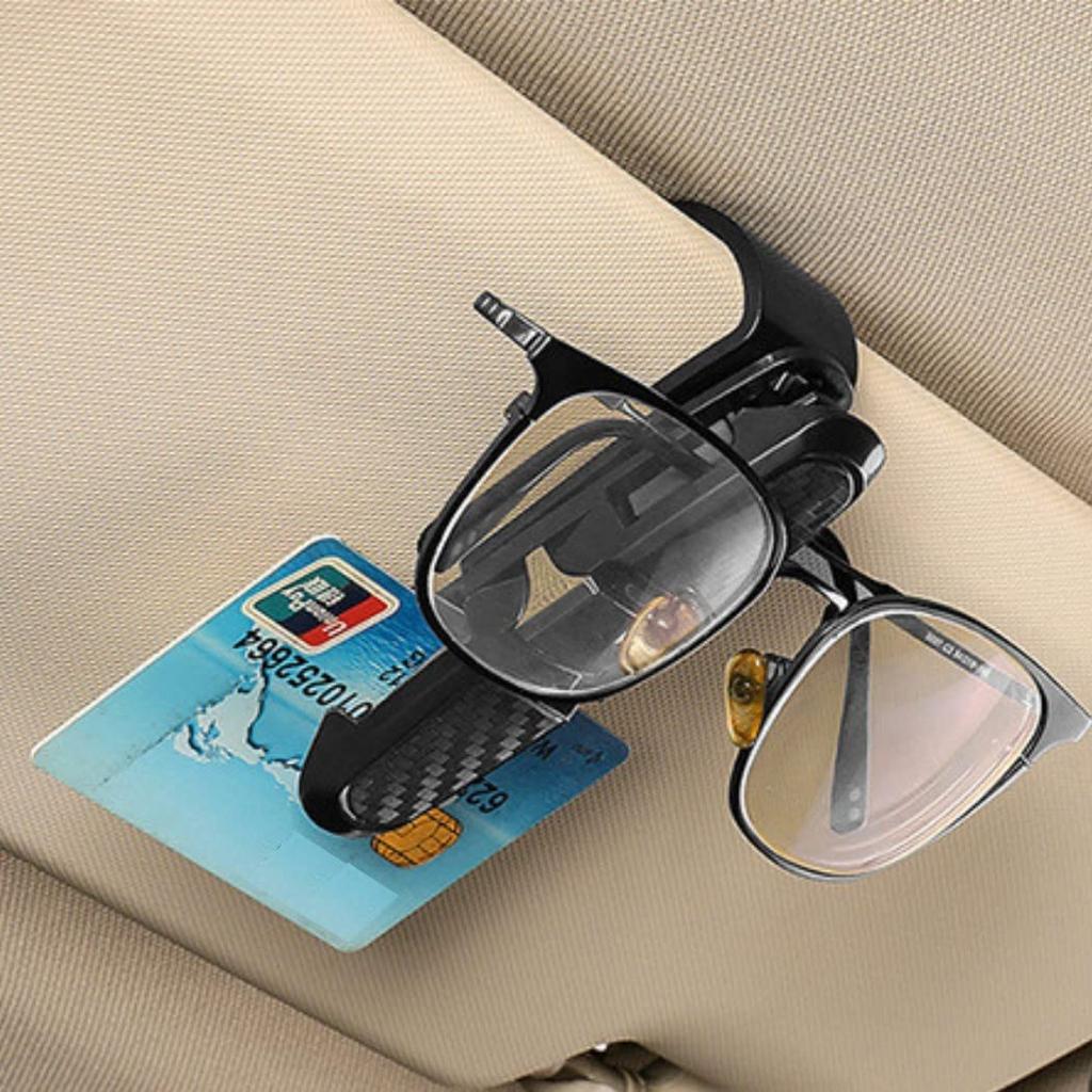 XSAJU 2pcs Car Sunglasses Clip Glasses Holder for Car Sun Visor Easy Install Ticket Card Clip (Black x Silver)