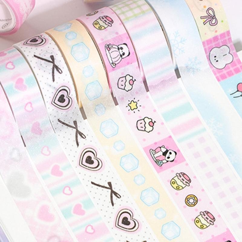 5Pieces Sweet Themed Washi Tape Rolls Creative Decorative Tape Stickers for Journals And Handmade Projects Craft Supply