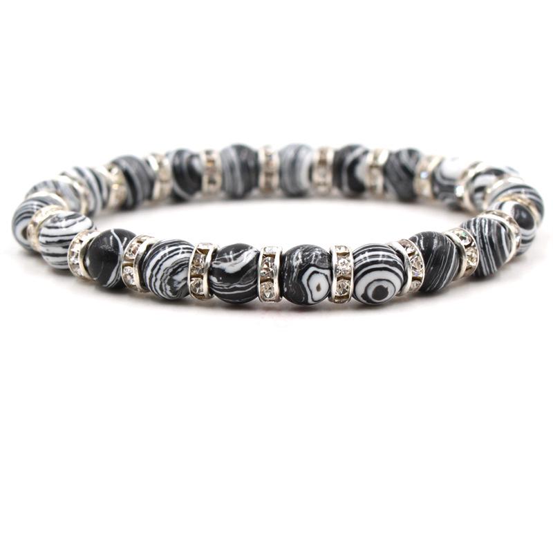 Fashion Malachite Beads Bracelet 8mm Natural Stone Peacock Malachite Beaded Handmade Bracelet Bangles Jewelry Women Men
