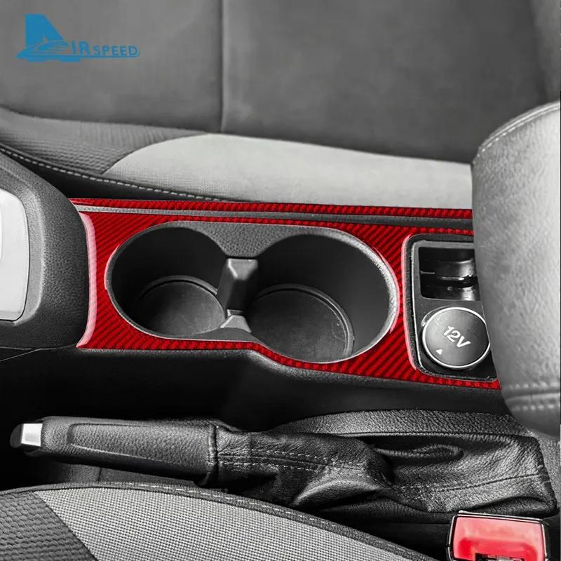 Real Soft Carbon Fiber Trim Sticker LHD For Ford Focus SE ST MK3 2012 2013 2014 Car Gear Cup Holder Frame Panel Accessories