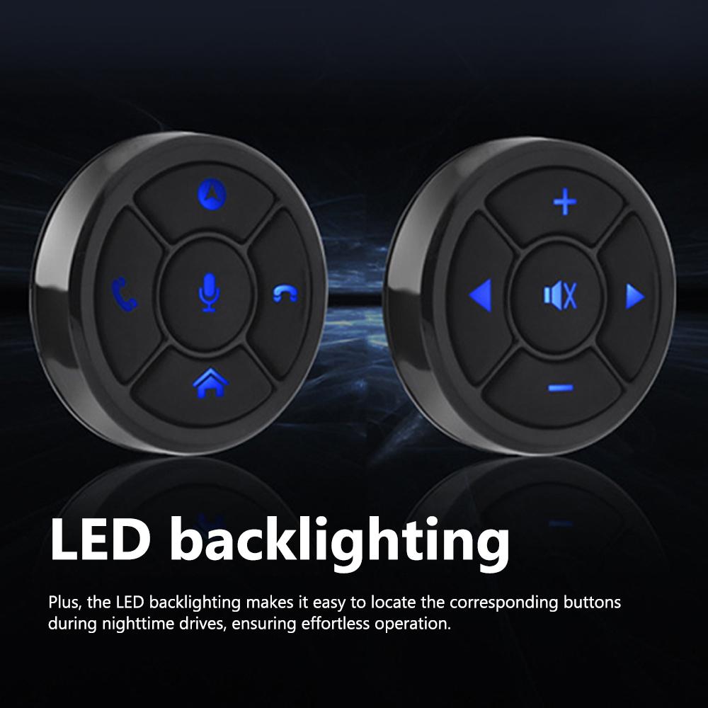 Car Multifunctional Steering Wheel Controller Wireless Steering Wheel Control Remote Button with 2 Round Controller