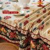 Elegant Christmas Tablecloth Cotton Linen Blend Rectangular Dining Table Cover Red Holiday Decor Home Kitchen