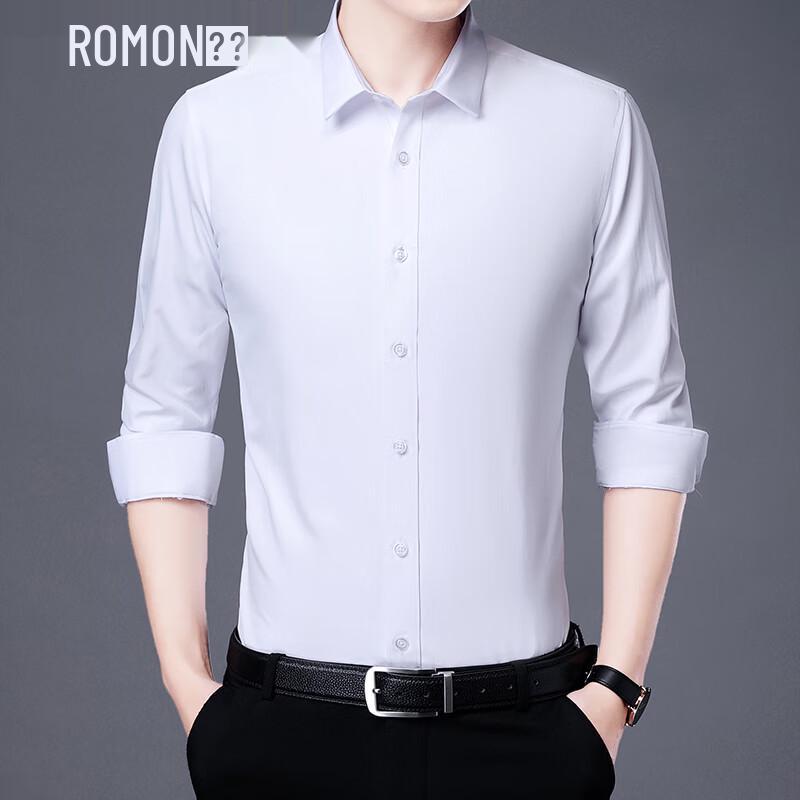 

ROMON Men s Solid Long Sleeve Casual Shirt XXXL