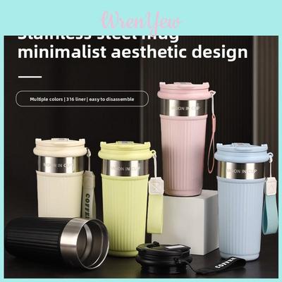 Modern Double Wall Insulated Coffee Mug With Straws For Home Office Use