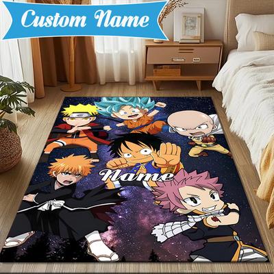 Custom Name Anime Characters Dragon Rug Game Carpet, Floor Mat for Bedroom Living Room Entryway Rug, Home Decor Idea Gift for Christmas Birthday