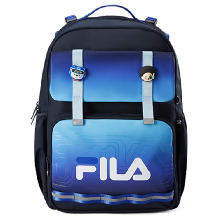 Fila Casual Versatile Nylon Backpack Kids Backpack Deep-Black Legendary-Blue Fragrant-Color K18B521107F