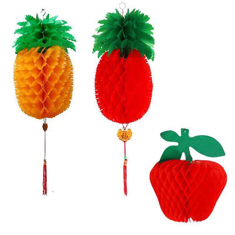 Pineapple Apple Lanterns Hanging Decorations Happy New Year Chinese Cny Fruit