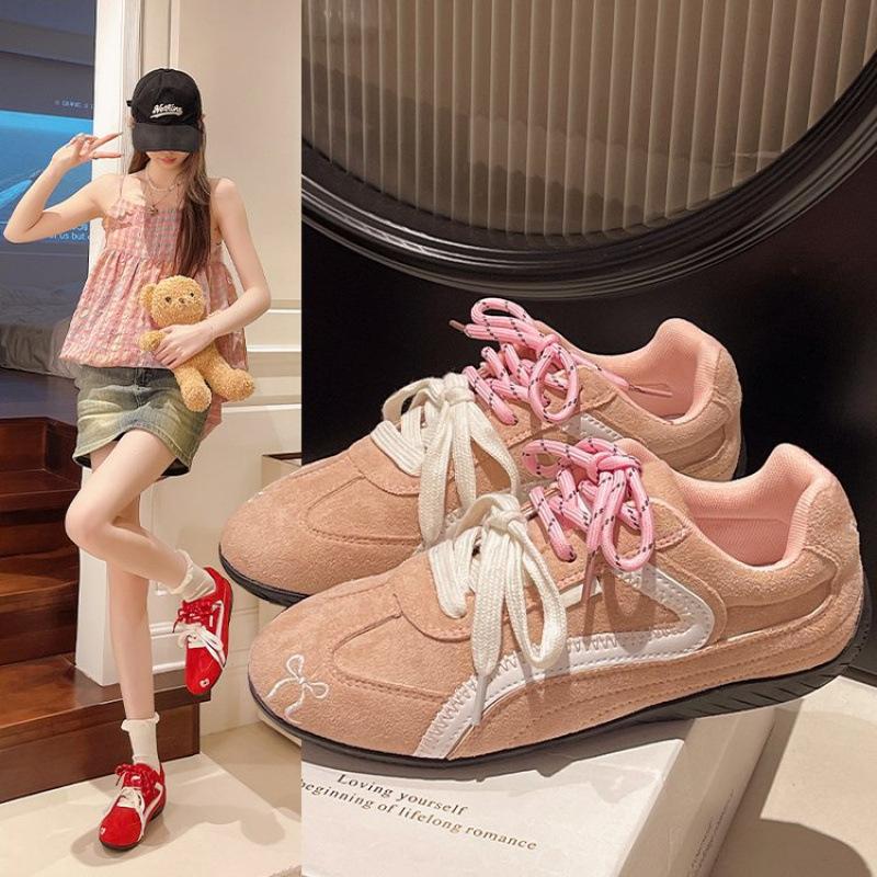 Jumei Red German Training Shoes Women's Spring 2025 New Versatile Round Head Casual Sports Shoes Lace-up Forrest Gump Shoes