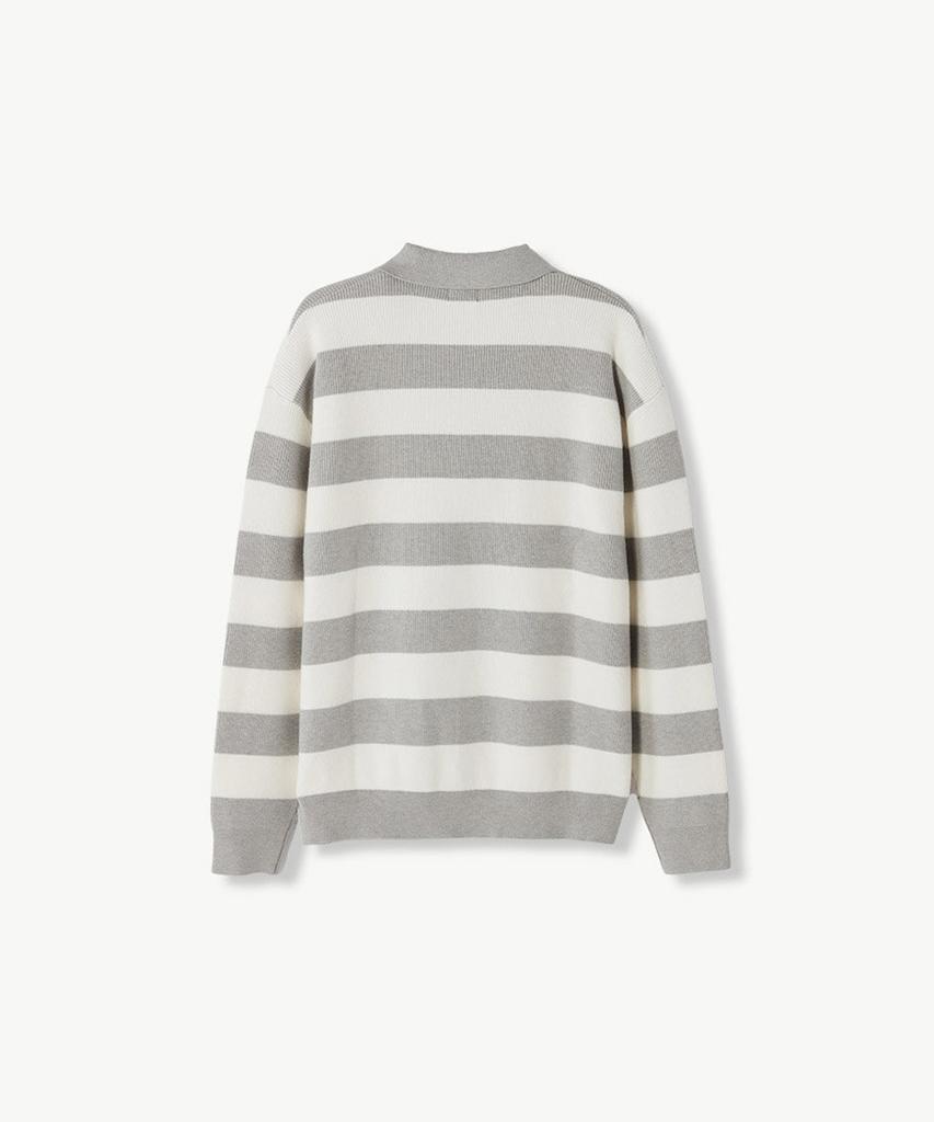 STCO Bold Stripe Open Collar Knit Gray (Oversized)_Sktva73Omg