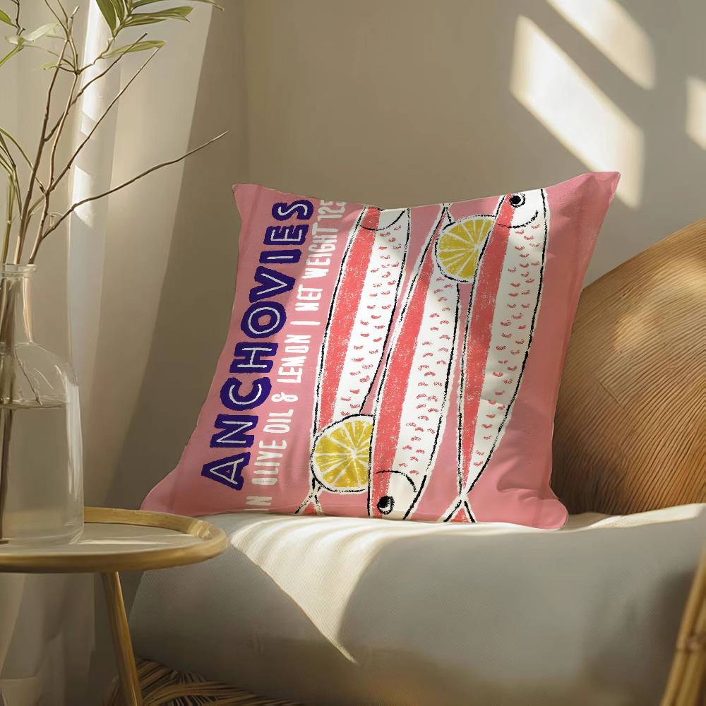 

Красочная наволочка с фантазийными узорами сардин, шелковистая элегантная, комфортная, для дивана-кровати, с невидимой молнией, пляжная наволочка 12x12Inch