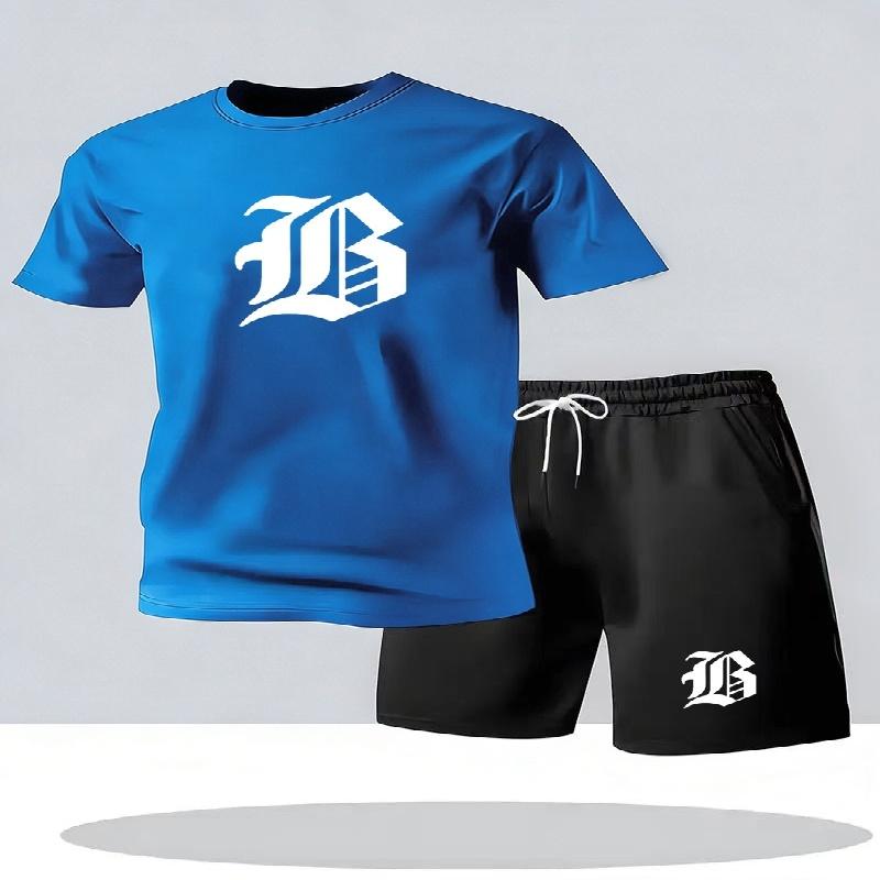 2026 Summer New Men's Casual Set Printed Sportswear Summer Streetwear Outdoor Shorts Set