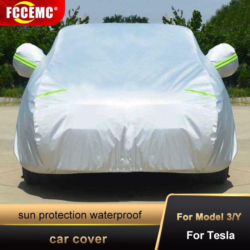 

Для Tesla Model 3 Model Y Солнцезащитный крем Защита от дождя Водонепроницаемая защита от ультрафиолета Для автомобильного чехла Tesla Специальный автомобильный чехол Все