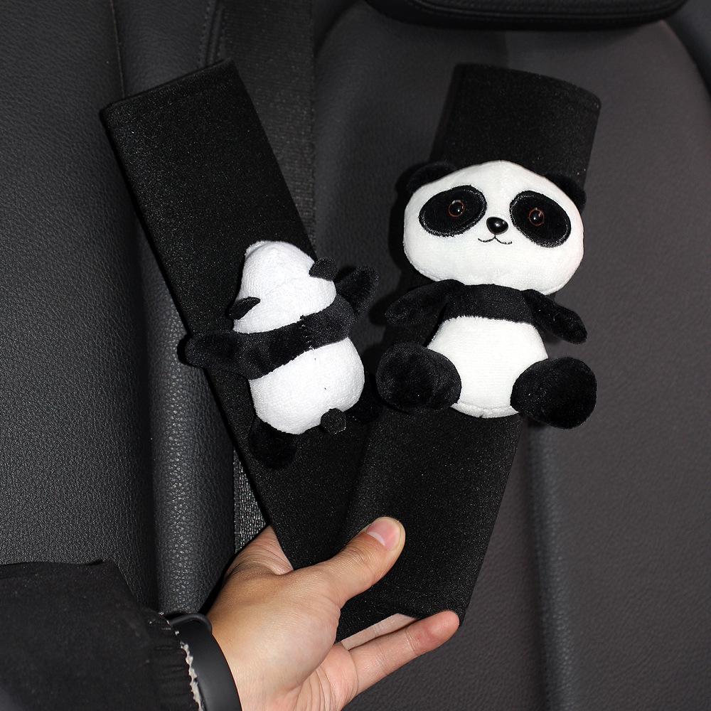 Cute Panda Car Seat Belt Cover Pad Soft Plush Shoulder Protector Extender Universal Fit for Men Women Cute Car Accessories Gifts