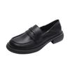 Spring 2025 Women's Black Leather Slip-On Loafers - British Style Flat Bottom JK Uniform Shoes