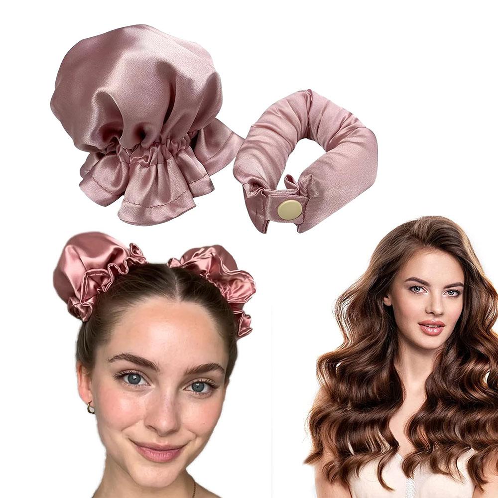 Satin Heatless Hair Curler Pillow Soft Rollers With Hair Caps Soft Heatless Curling Rod Headband For All Hair Types No Heat