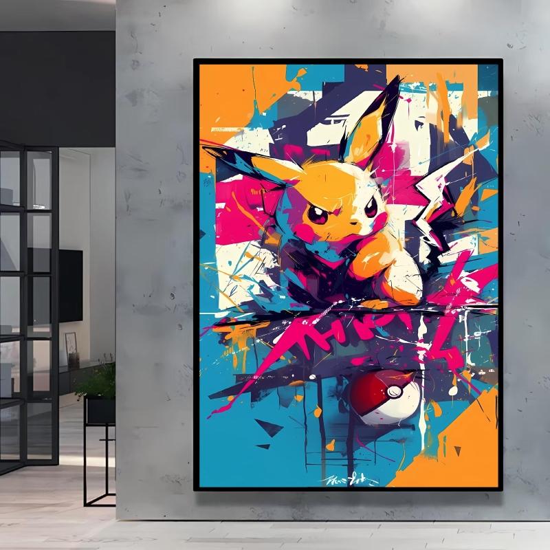Canvas Art Wall Painting Posters Pokemon Images Pikachu Decor Painting Home Decoration Living Room Decor Paintings Kids Gift